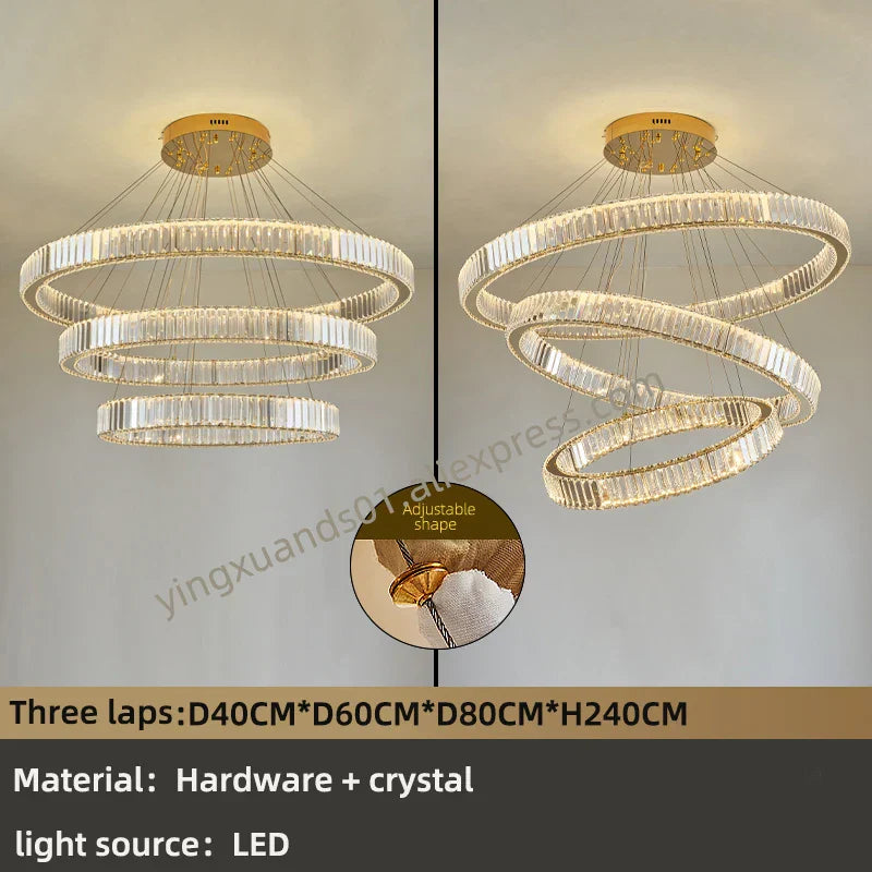 Modern Luxury Crystal Chandeliers - Golden Chandelier Lighting for Living Rooms, Stairs, and Duplex Halls