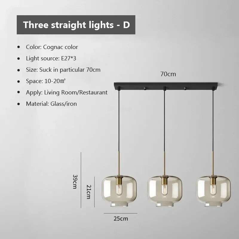 Nordic Glass LED Pendant Light - Versatile Single/Multi Head Chandelier for Home Decor