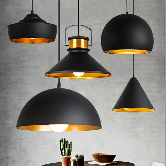 Nordic Retro Industrial Black Ceiling Pendant Lamp - Perfect for Restaurant, Dining Table, and Bar Decor