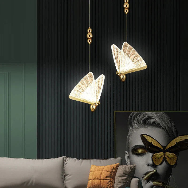 Nordic LED Butterfly Pendant Lamps - Elegance for Your Bedroom and Living Space