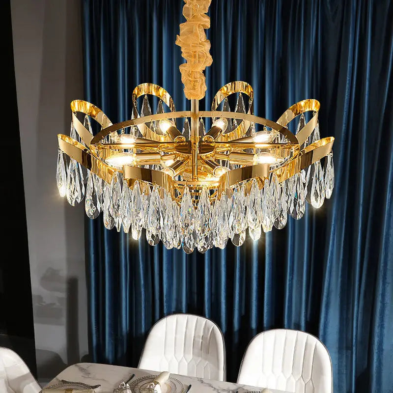Modern LED Sunflower Crystal Ceiling Chandeliers - Bionic Elegance for Living and Dining Spaces