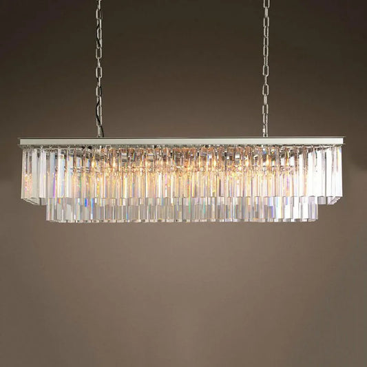 Timeless American Classic Crystal LED Chandeliers - Illuminate and Elevate Your Space with High-Quality Rectangular Lighting for Foyers, Living Rooms, and Dining Rooms
