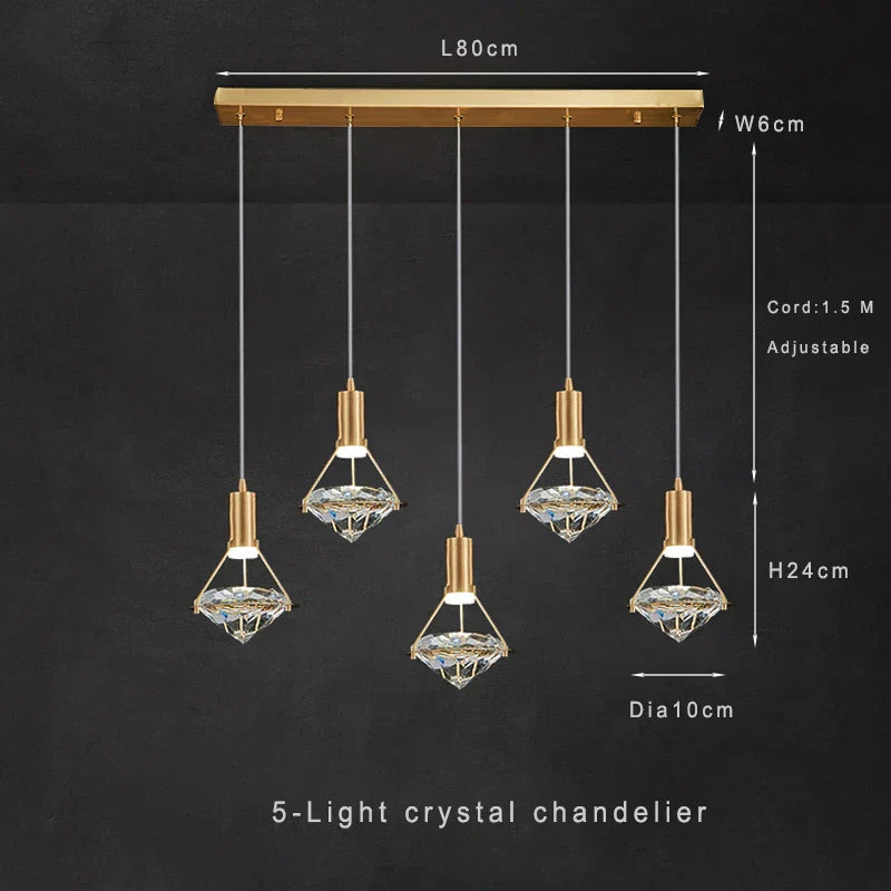 Modern Crystal LED Pendant Lights - Elegant Hanging Chandeliers for Living Rooms, Dining Areas, Kitchens, Restaurants, Bars, and Home Decor