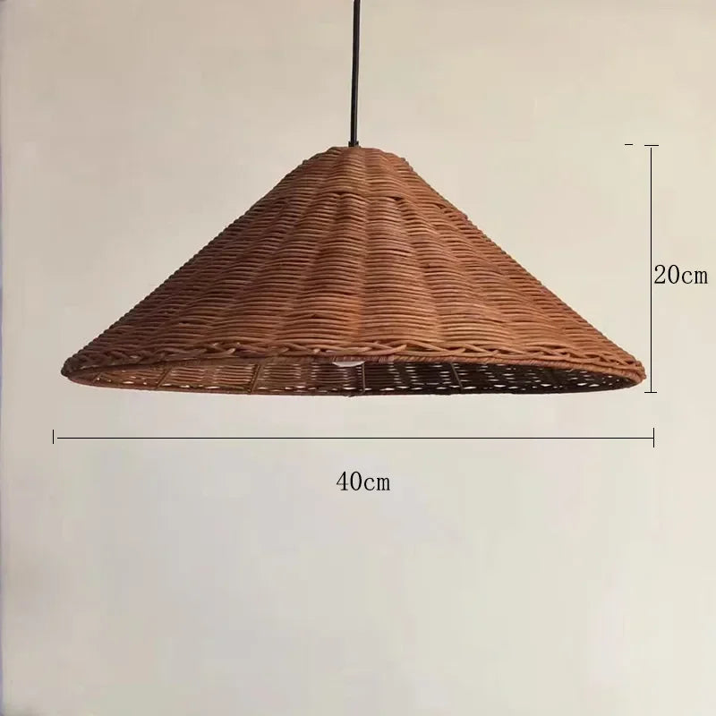 Minimalist Rattan Dou Pendant Light - Hand-Knitted Elegance for Dining, Living, and Kitchen Spaces