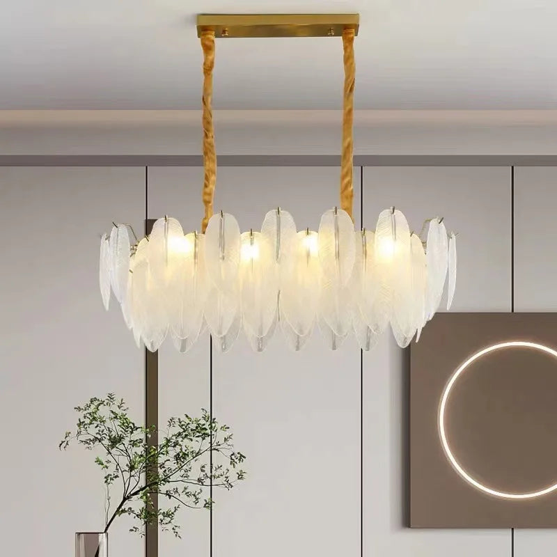 Luxurious Nordic LED Chandeliers - Gold Art Decor Feather Design - Ideal for Living Rooms, Dining Rooms, Bedrooms, and Kitchens