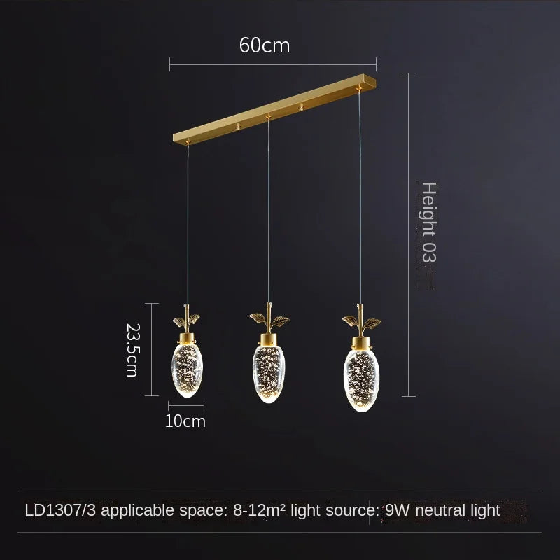Modern luxury all-copper crystal lamp restaurant LED chandelier Nordic home interior lighting bedroom kitchen Pendant Lights
