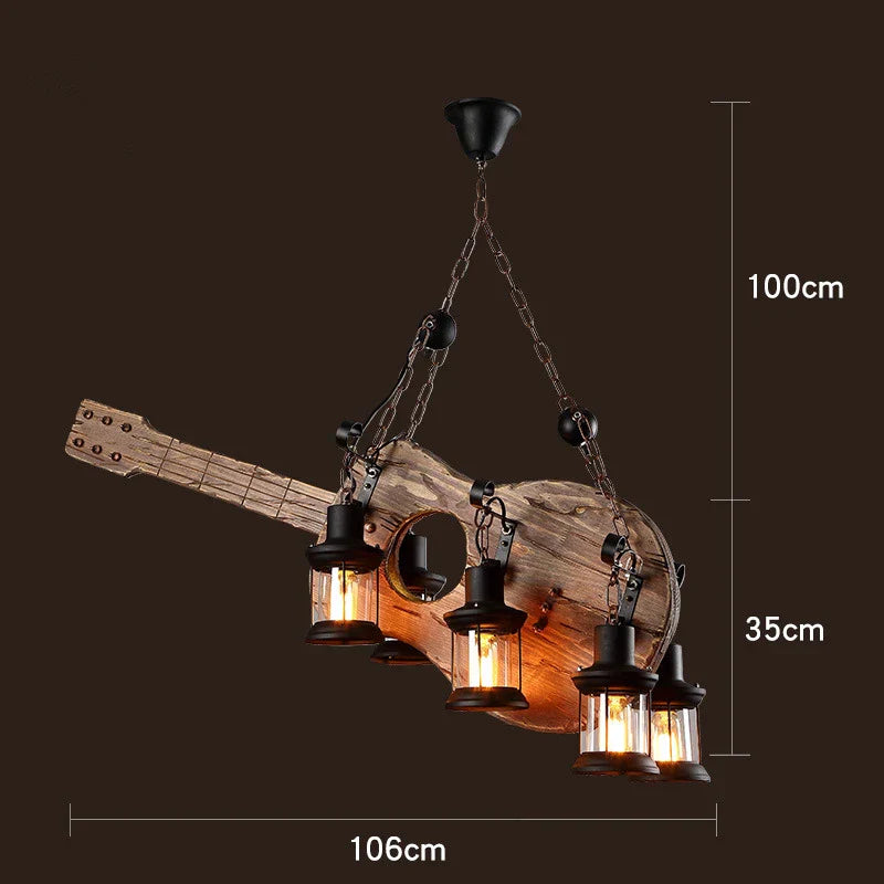 Antique Industrial Retro Wood E27 LED Ceiling Chandelier - Creative Vintage Pendant Lighting for LOFT, Bar, and More
