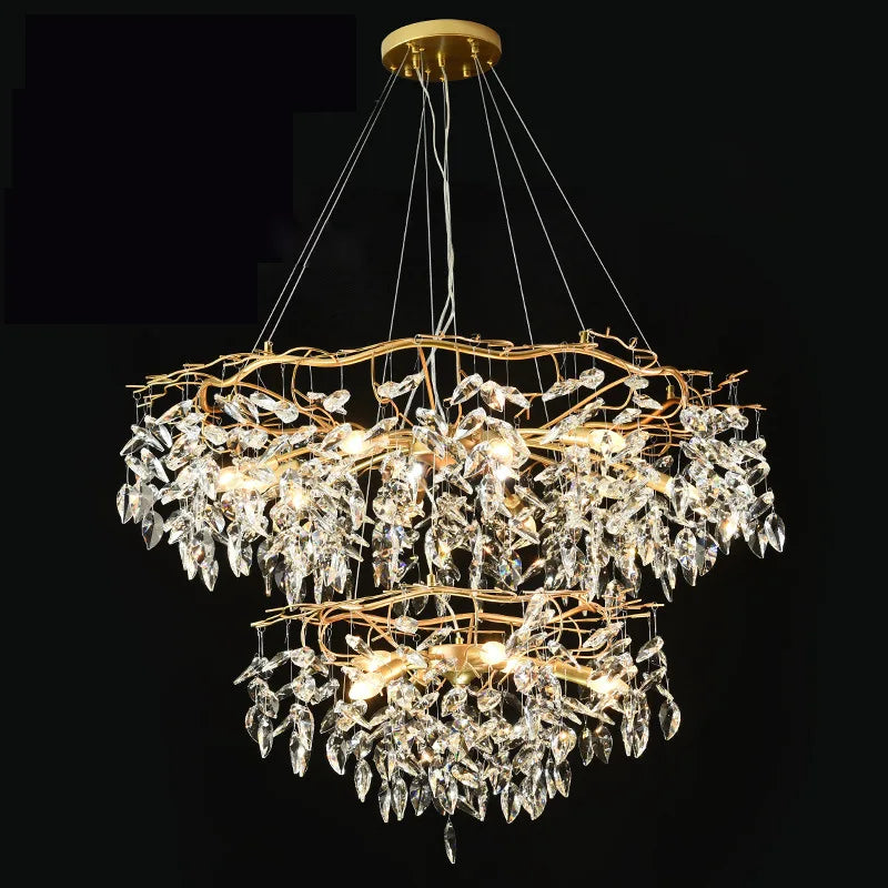 Modern LED Leaf Crystal Ceiling Chandeliers - Elegance for Living, Dining, and Bedrooms