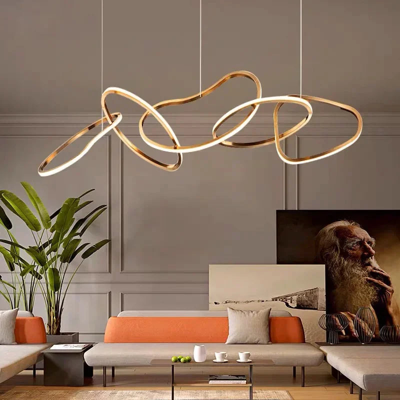 Modern Rose Gold LED Chandeliers - Elegant Lighting for Living and Dining Room Decor