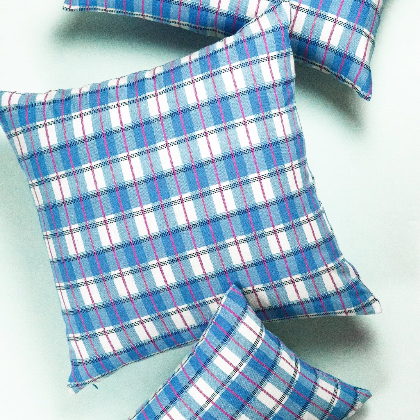 San Andres Gingham Blue & White Pillow