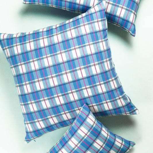 San Andres Gingham Blue & White Pillow