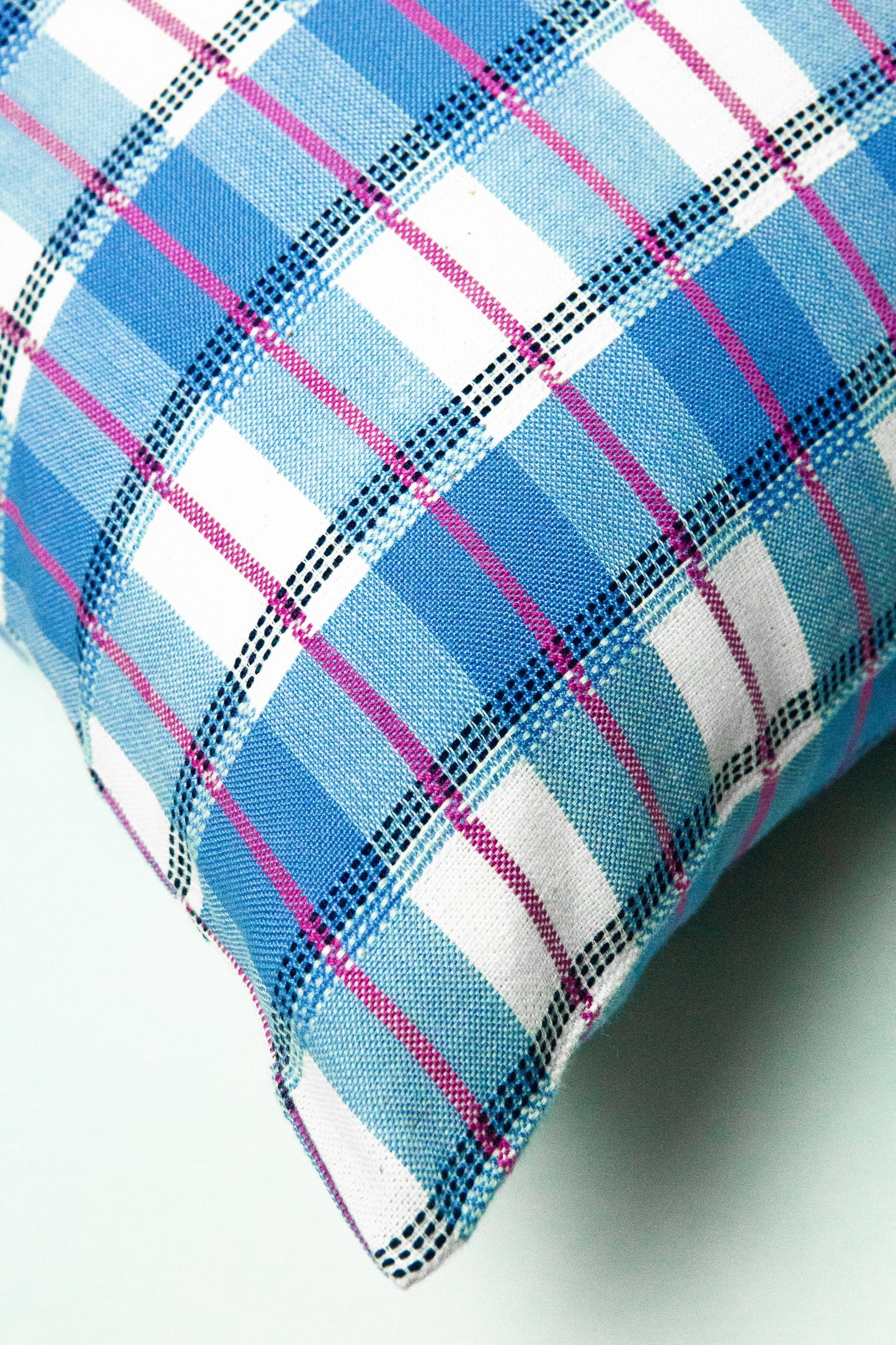 San Andres Gingham Blue & White Pillow