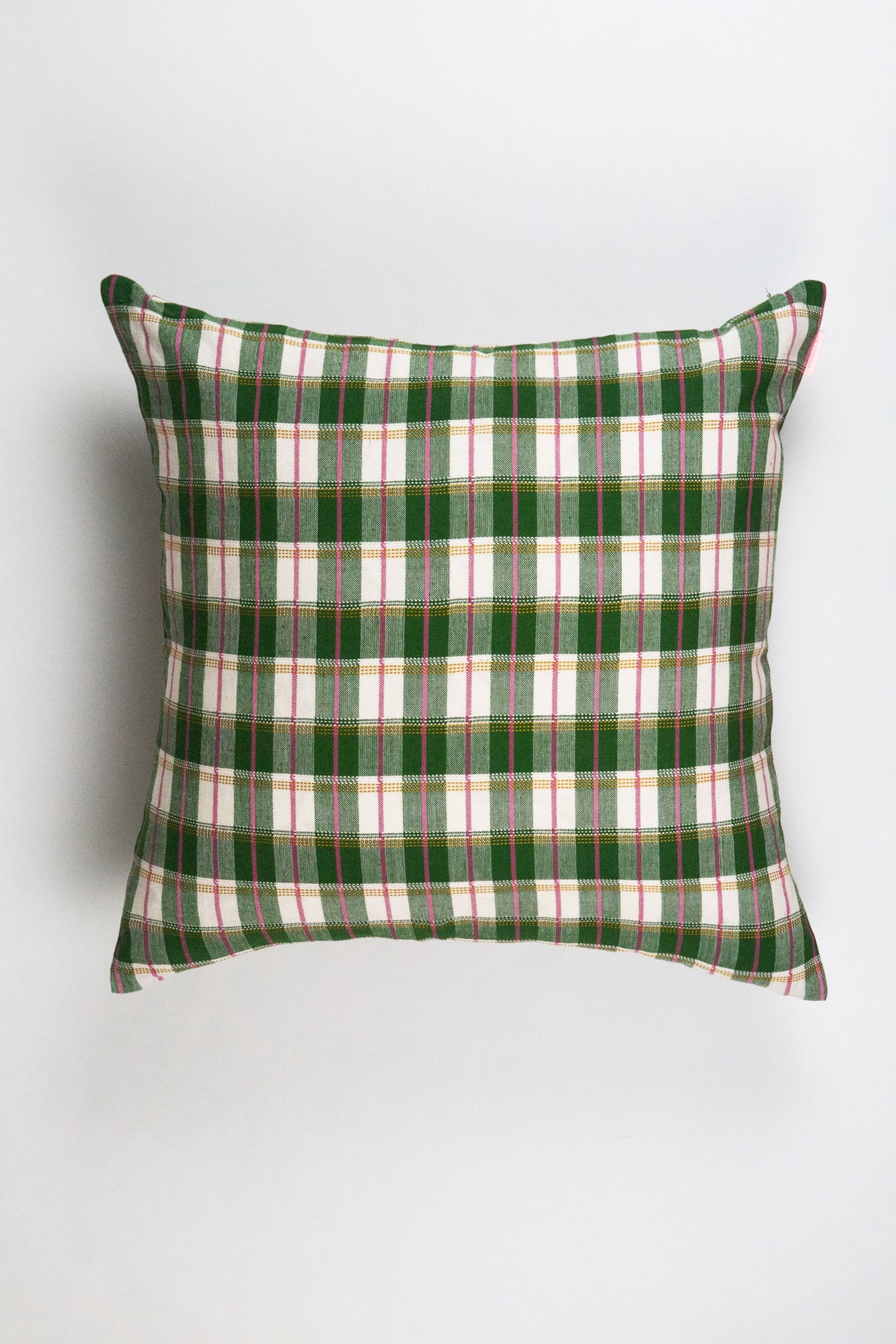 San Andres Gingham Green & White Pillow