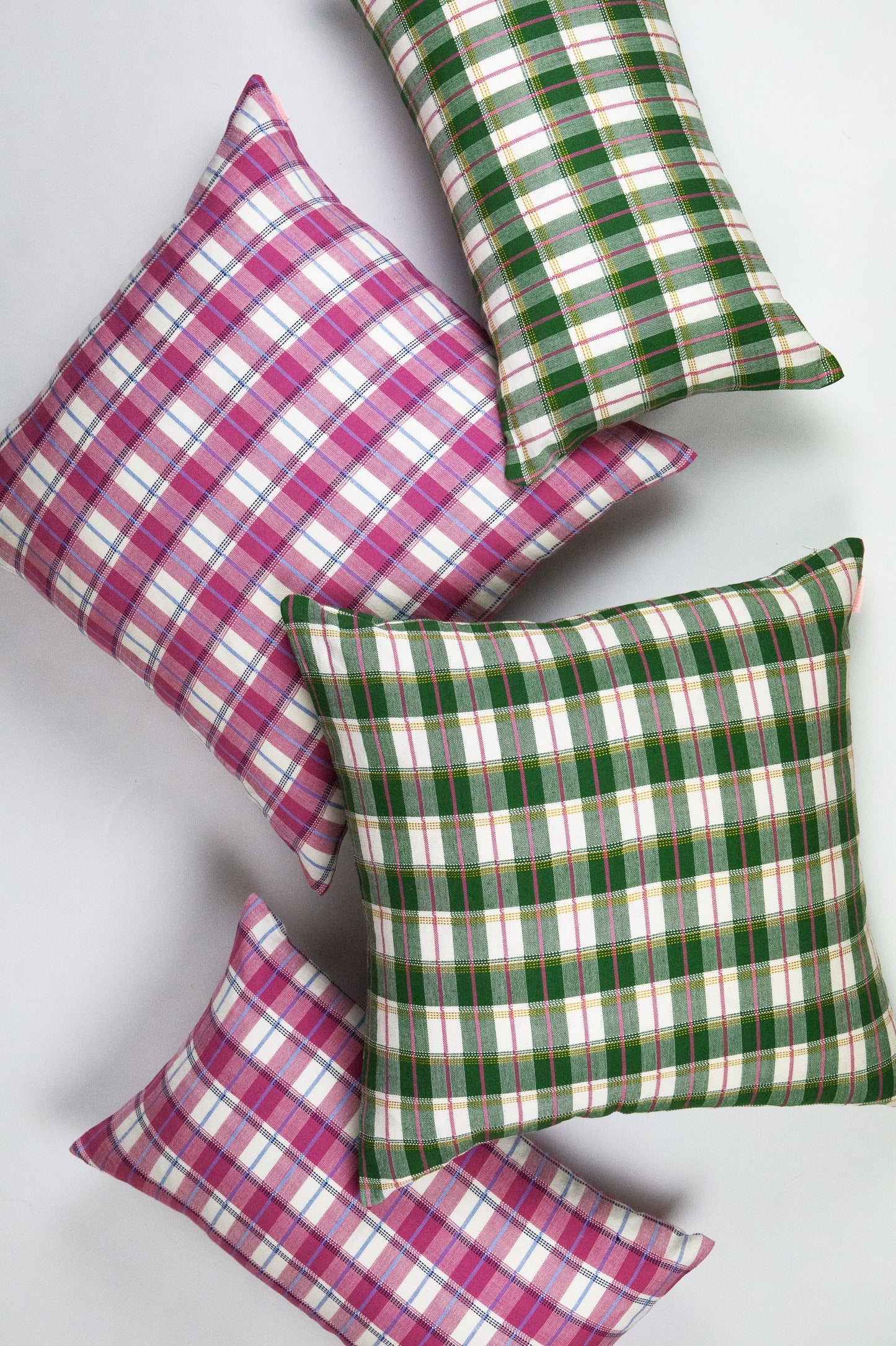 San Andres Gingham Green & White Pillow