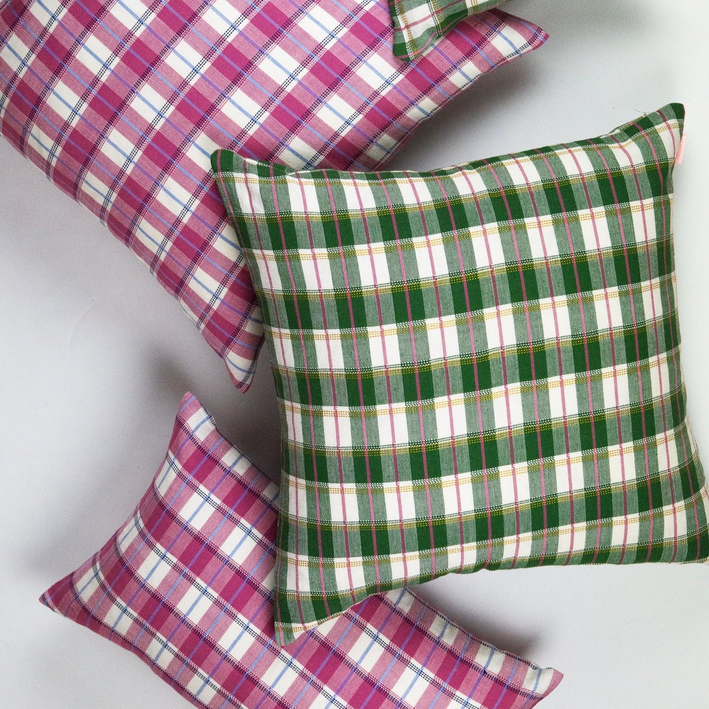 San Andres Gingham Green & White Pillow