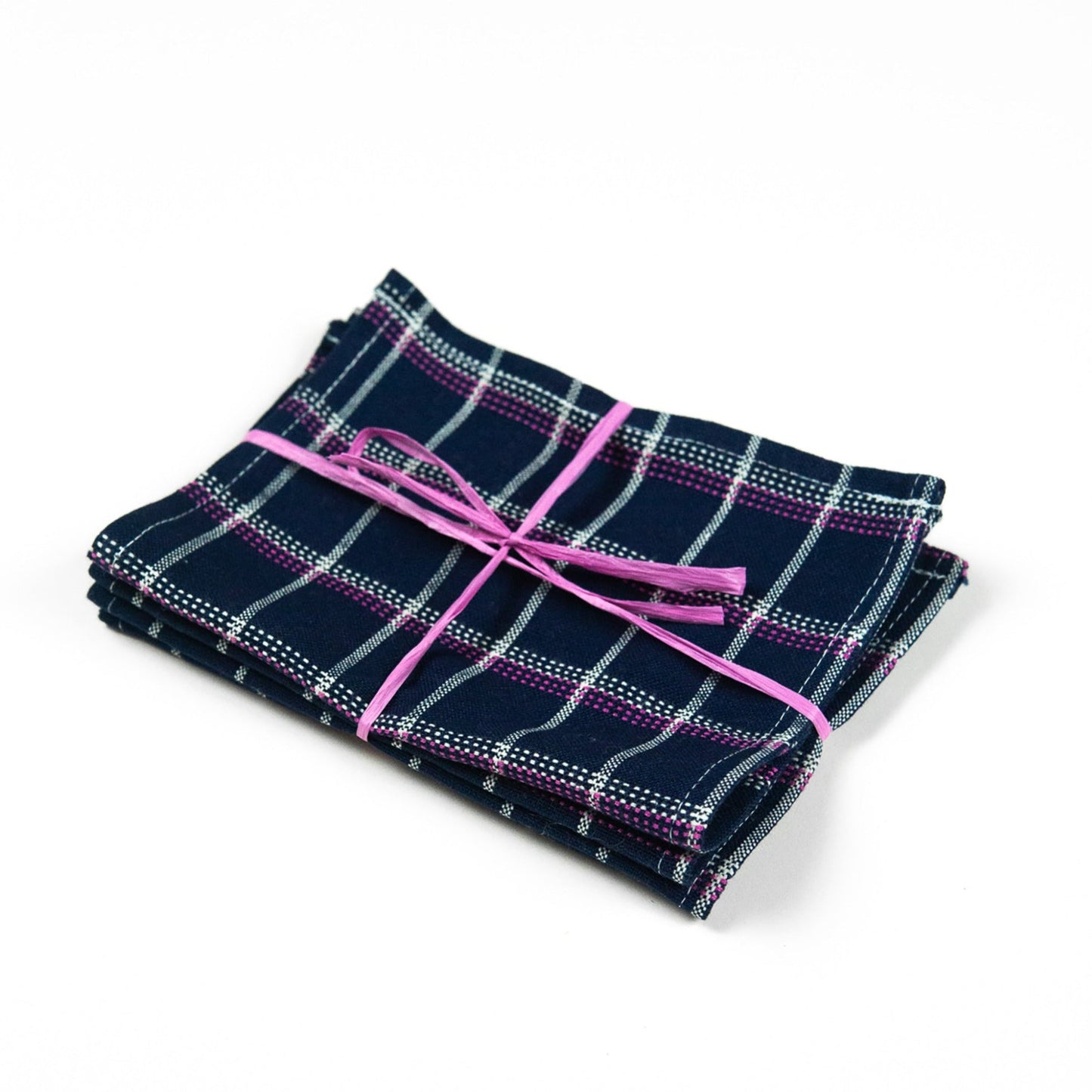 San Lucas Plaid Navy Cocktail Napkins Set of 4