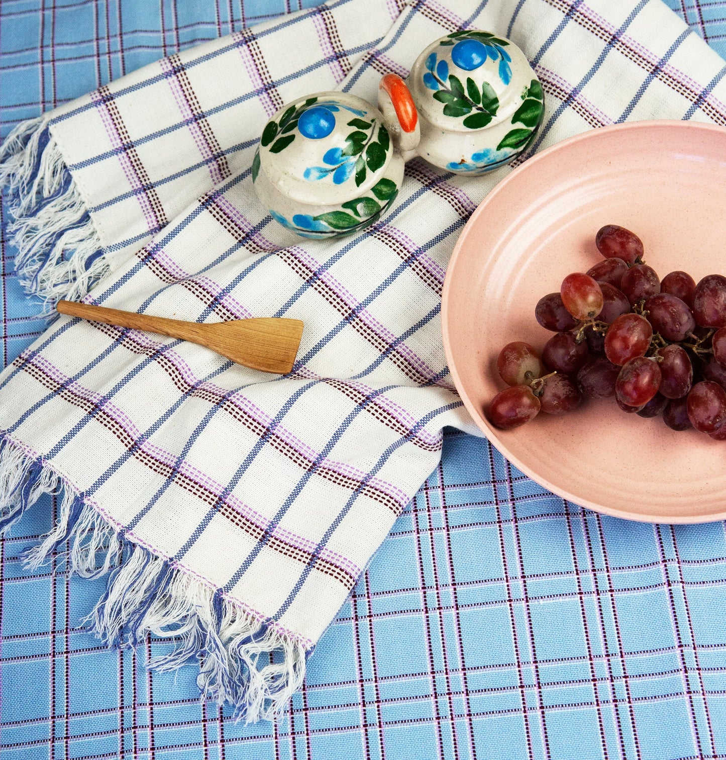 San Lucas Plaid White Kitchen Towel