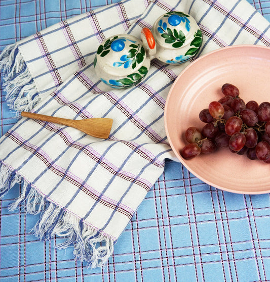 San Lucas Plaid White Kitchen Towel