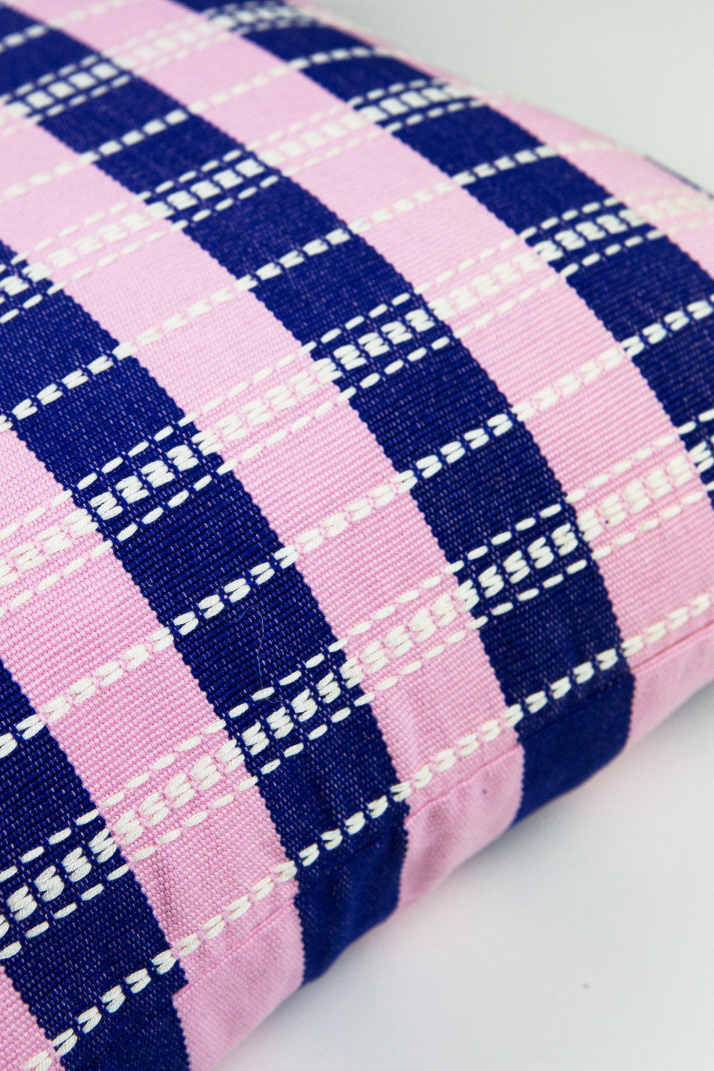 Santiago Grid Pillow - Royal and Baby Pink