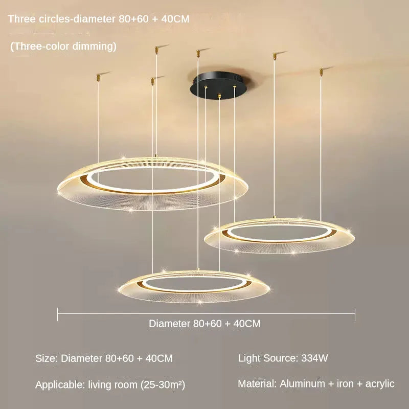 Modern LED Screw Ceiling Chandeliers - Luxury Ring Pendant Lights for High-End Living and Dining Rooms