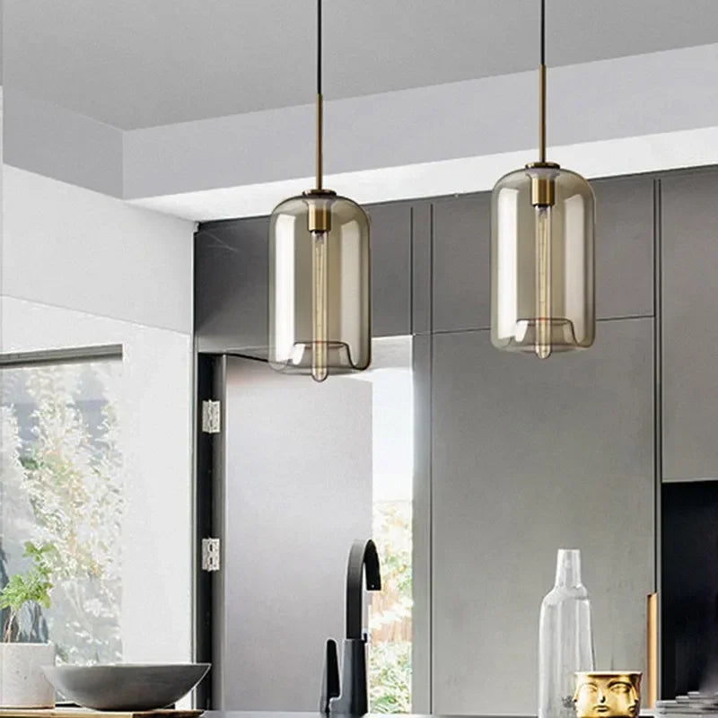 Nordic Glass LED Pendant Light - Versatile Single/Multi Head Chandelier for Home Decor