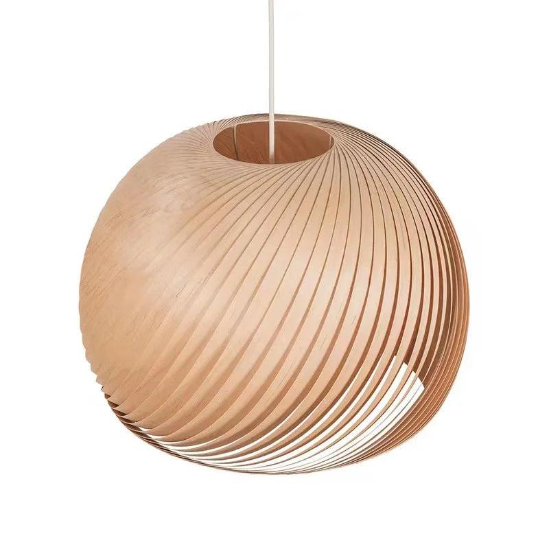Nordic Round Ball Wooden Pendant Light - Simple and Creative Lighting for Living Room, Bedroom, Dining Room, and Bar Decor