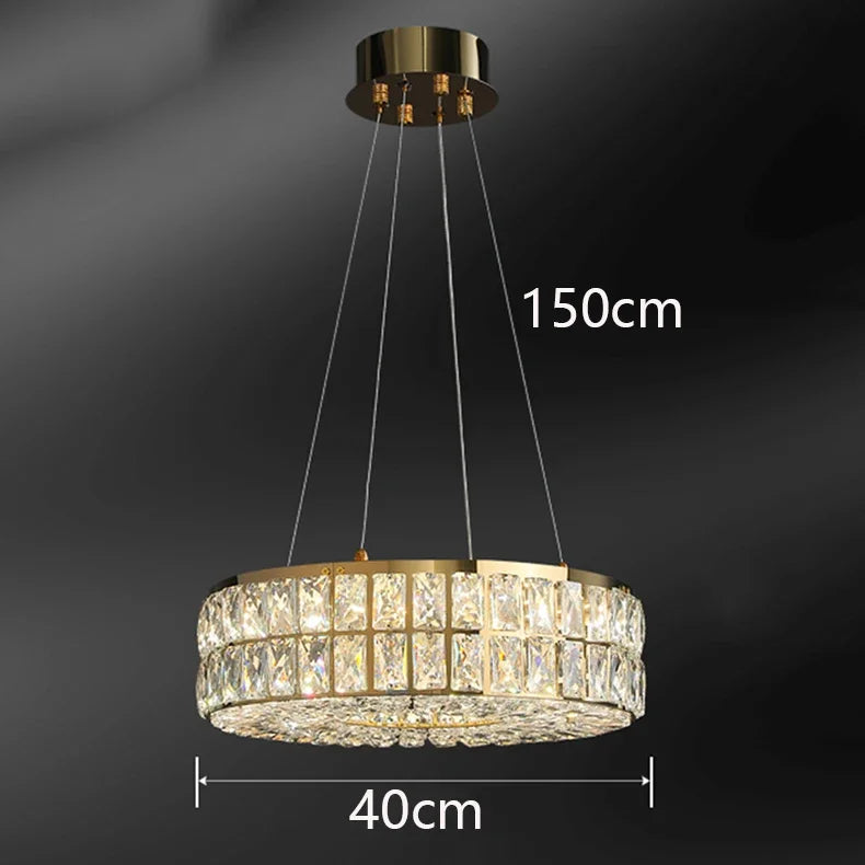 Modern Minimalist Crystal Light Luxury Circular Ring Hanging Lamp High-end Atmospheric Hall Light Bedroom Crystal Pendant Light