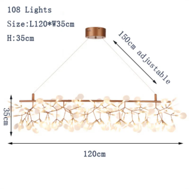 Modern Nordic LED Chandelier Lights - Elegant Firefly Pendant Lighting in Rose Gold/Gold Finish