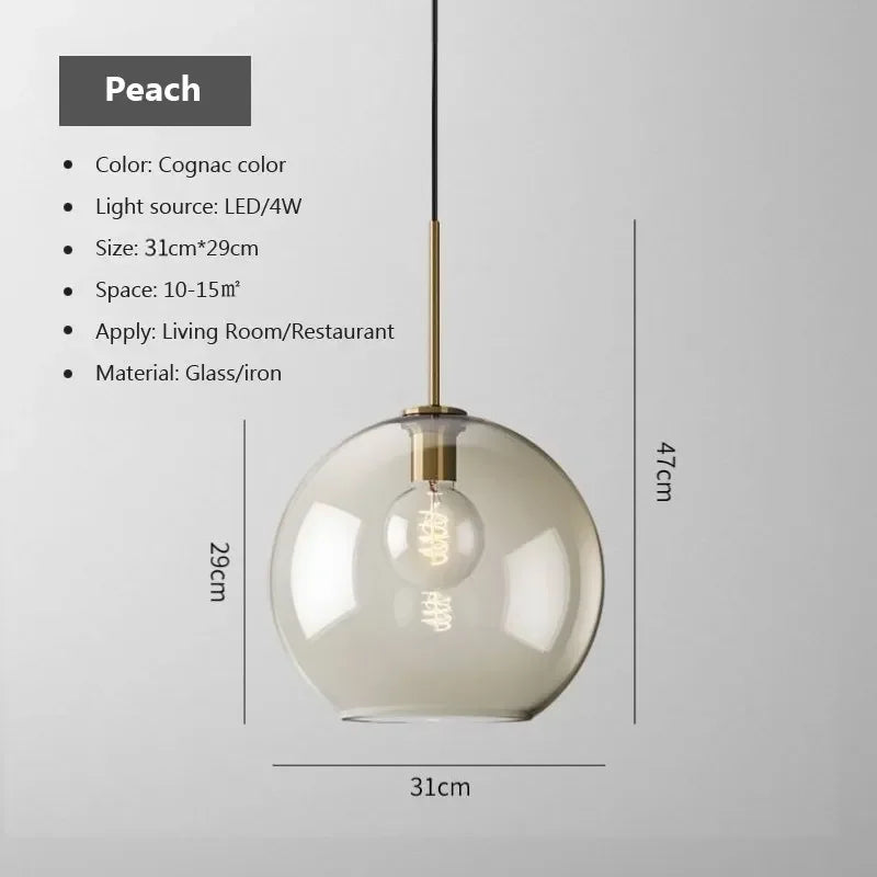 Nordic Glass LED Pendant Light - Versatile Single/Multi Head Chandelier for Home Decor