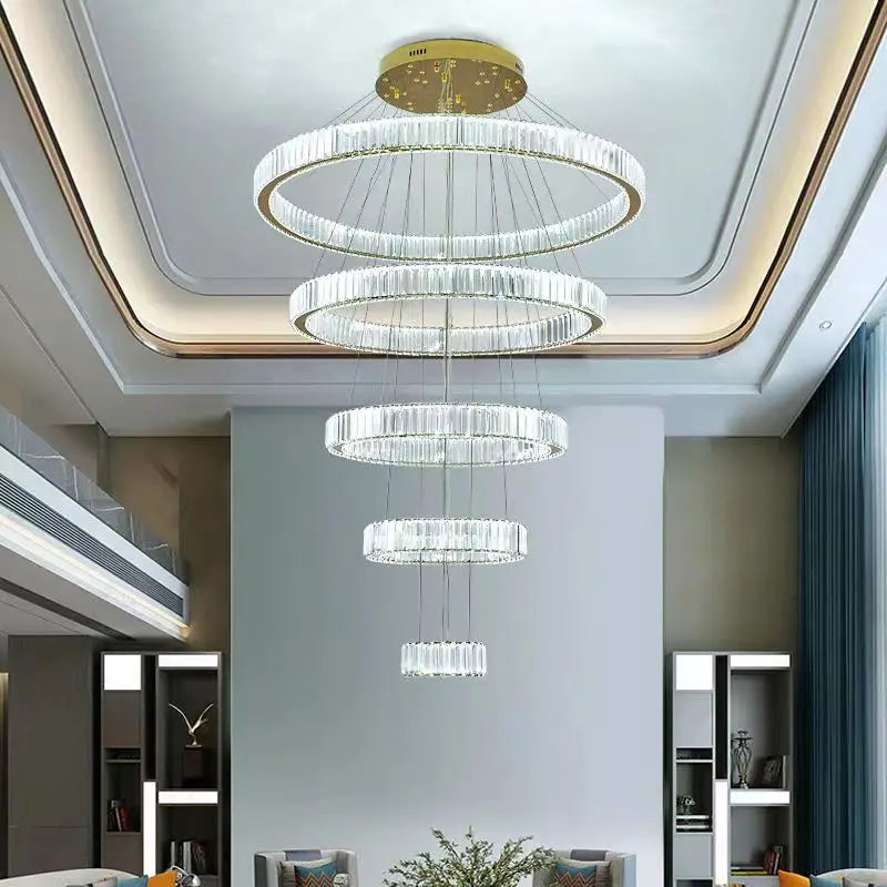 Modern Luxury Crystal Chandeliers - Golden Chandelier Lighting for Living Rooms, Stairs, and Duplex Halls