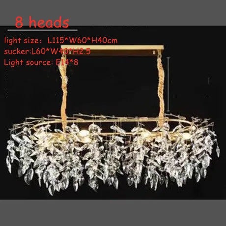 Modern LED Leaf Crystal Ceiling Chandeliers - Elegance for Living, Dining, and Bedrooms