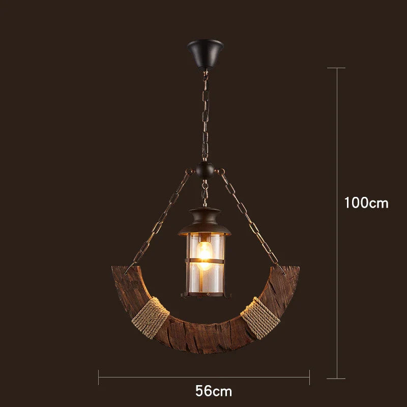 Antique Industrial Retro Wood E27 LED Ceiling Chandelier - Creative Vintage Pendant Lighting for LOFT, Bar, and More