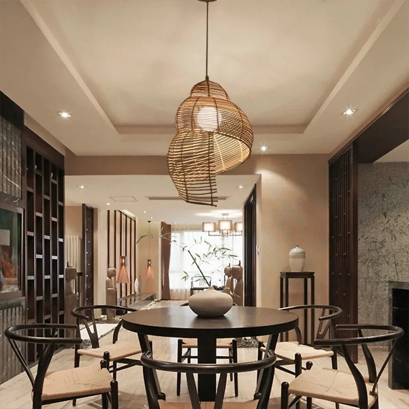 Rattan Tea House Pendant Light - Vintage Elegance for Your Dining, Kitchen, or Restaurant Space