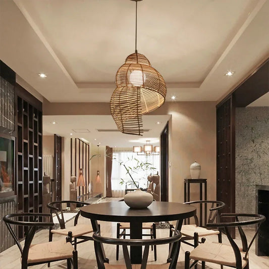 Rattan Tea House Pendant Light - Vintage Elegance for Your Dining, Kitchen, or Restaurant Space