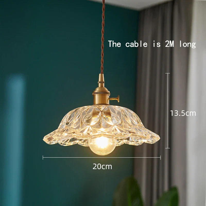 Japanese Glass Pendant Light - Vintage Brass Restaurant and Bar Lighting