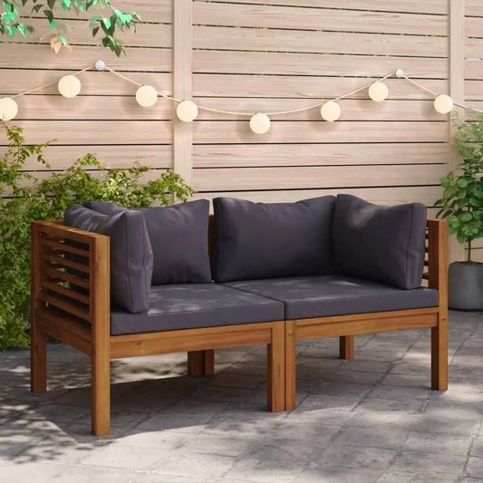 Garden & Outdoor: Stylish Dark Grey Corner Sofa Durable Solid Acacia Wood Frame Soft 100 Percent Polyester Fabric Modern Home Furniture by DaAvere Home