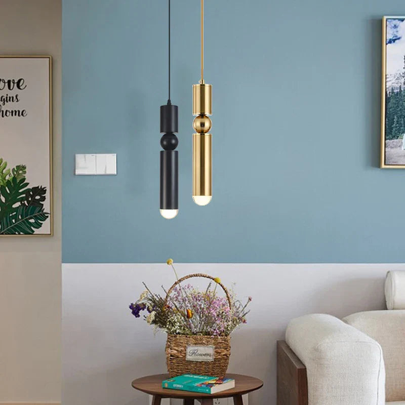 Nordic simple loft restaurant bar window single head pendant lamp GU10 bedroom bedside coffee hotel brass small chandelier