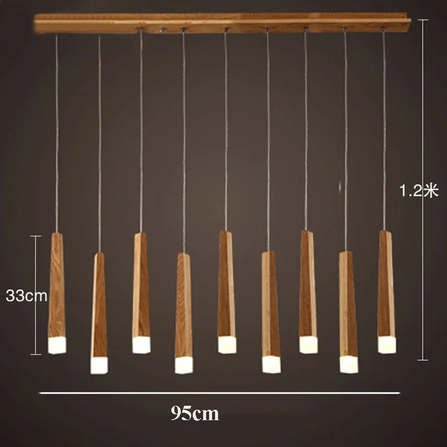 Modern Wooden Stick Pendant Light - Nordic Elegance for Kitchen and Living Room Decor