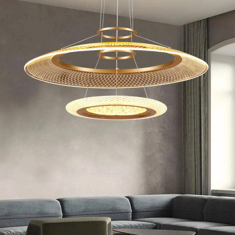 Modern LED Screw Ceiling Chandeliers - Luxury Ring Pendant Lights for High-End Living and Dining Rooms