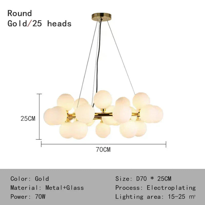 Nordic White Glass Ball Pendant Lamp - Versatile Pendant Lighting for Living Rooms, Bedrooms, Kitchens, and Bars