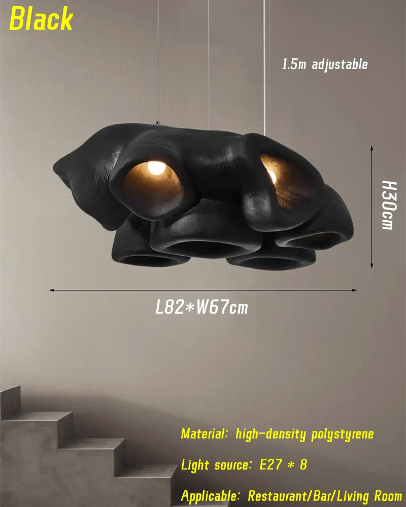 Nordic Living Room Wabi Sabi Chandelier - Minimalist LED Pendant Lighting for Dining Rooms, Bars, and Cafes