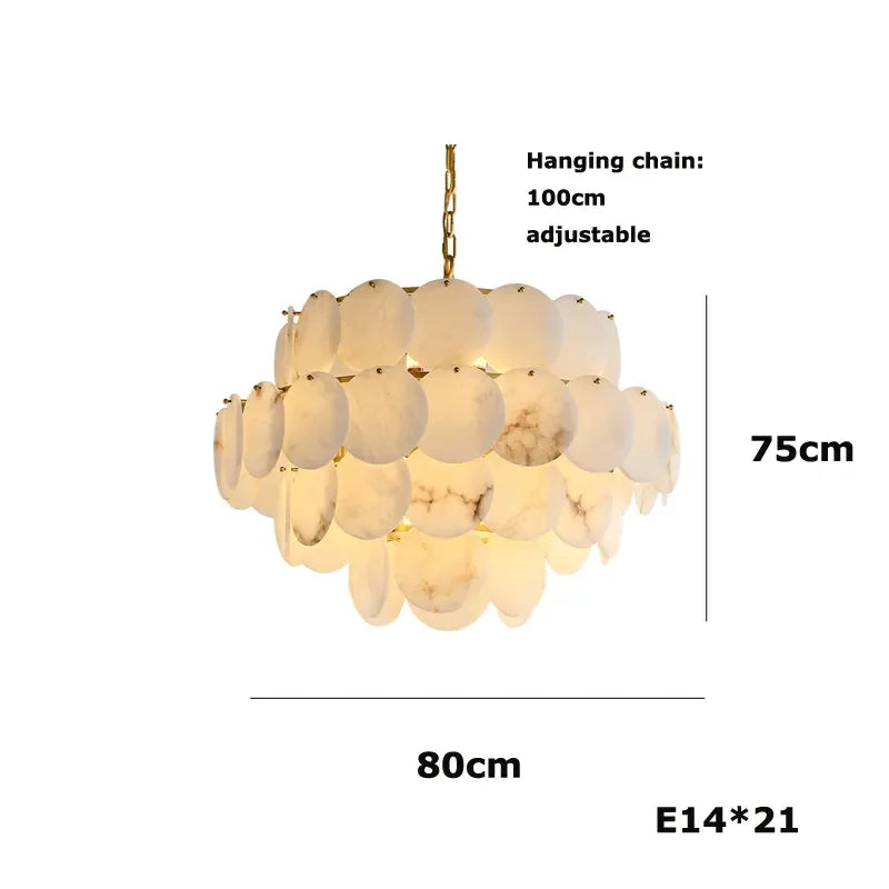 Modern Luxury LED Natural Marble Chandeliers - Illuminating Elegance for Living, Dining, and Kitchen