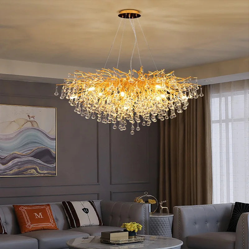 Maison - Modern Luxury Crystal  Water Drop Pendant Light, Perfect for Living Rooms, Bedrooms, Hotels, Villas, and Indoor Decor