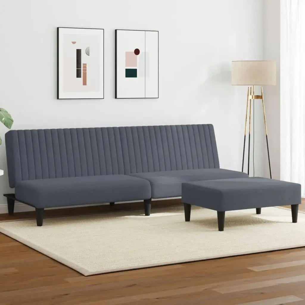 Outdoor Living: Dark Grey Velvet Sofa Set Soft Comfortable Upholstered Furniture Living Room Home Decor Standard Size Polyester by DaAvere Home