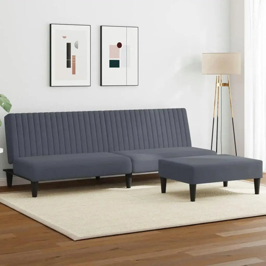 Outdoor Living: Dark Grey Velvet Sofa Set Soft Comfortable Upholstered Furniture Living Room Home Decor Standard Size Polyester by DaAvere Home