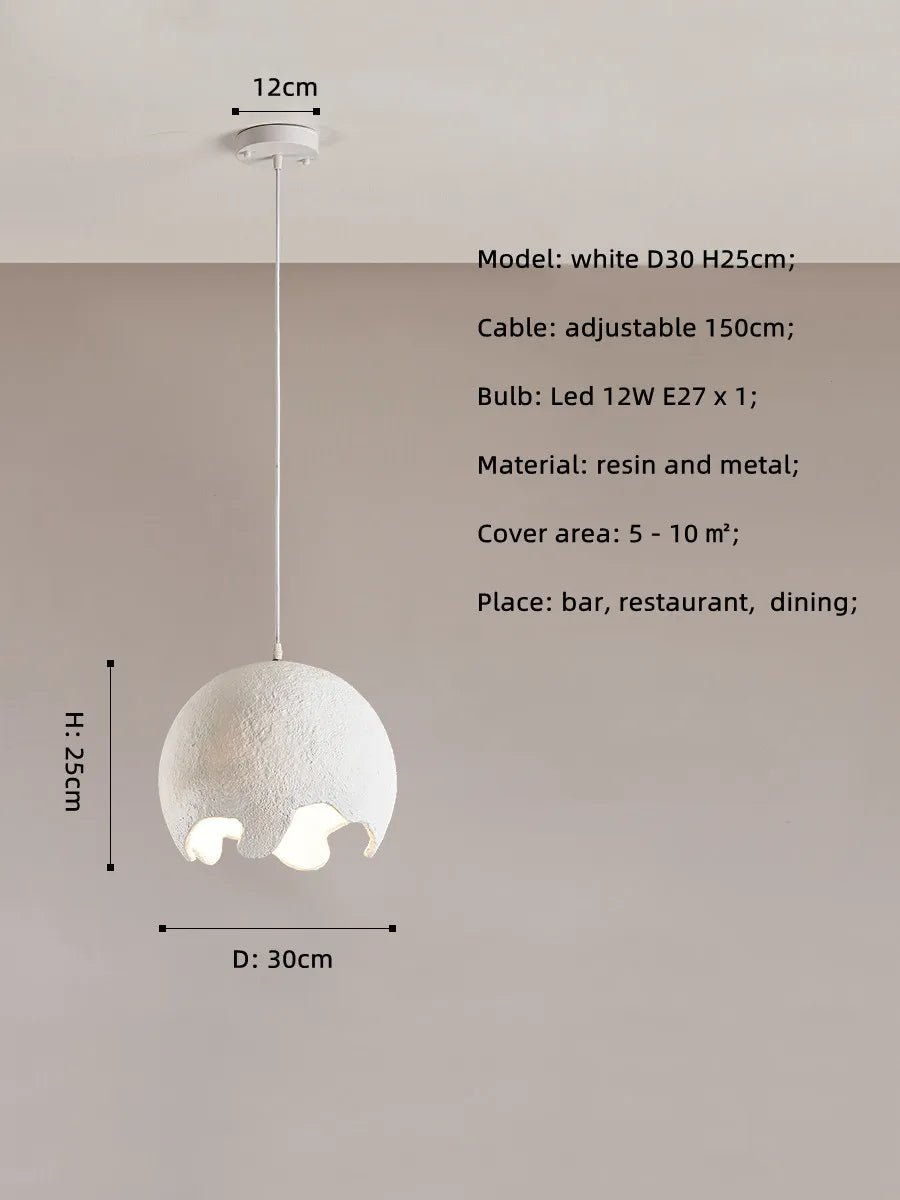 Nordic Wabi Sabi E27 LED Pendant Lights - Japan Restaurant Resin Hanging Lamp for Dining Room, Bar, and Unique Suspended Light Fixtures