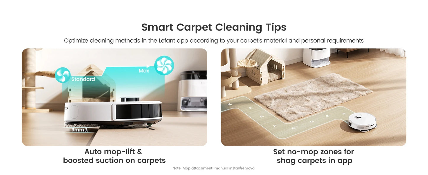 LEFANT Robot Vacuum Cleaner with Mapping, 12000Pa Suction, Emptying Station, Automatic Washing and Drying, DTOF Laser