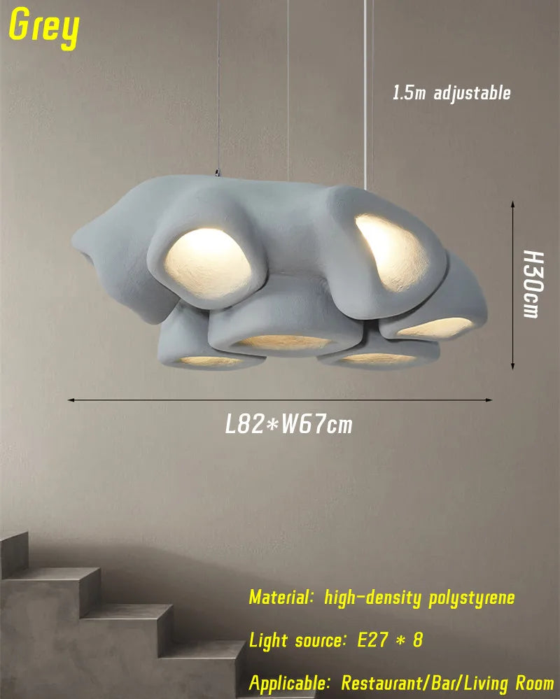 Nordic Living Room Wabi Sabi Chandelier - Minimalist LED Pendant Lighting for Dining Rooms, Bars, and Cafes