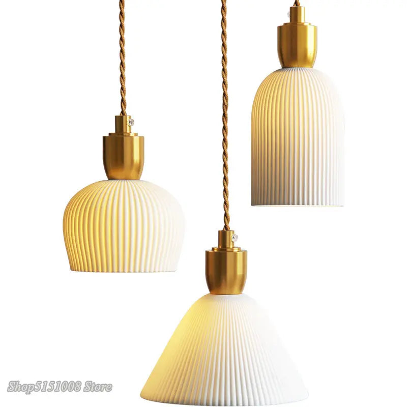 Nordic Ceramic LED Pendant Lamp - Modern Lighting Fixture for Living Rooms, Dining Rooms, Bedrooms, and Home Decor