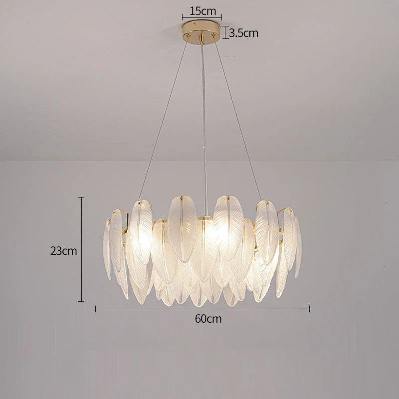 Luxurious Nordic LED Chandeliers - Gold Art Decor Feather Design - Ideal for Living Rooms, Dining Rooms, Bedrooms, and Kitchens